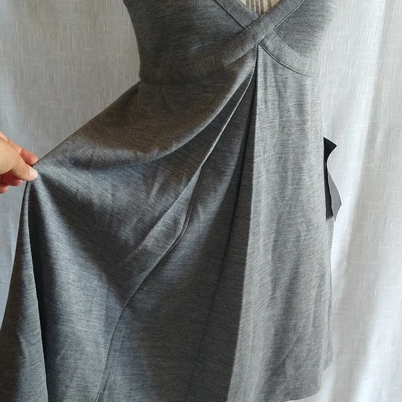 Gray Wool Blend Imperial Tank Mini Dress Sleeveless V-Neck Pockets Size Medium - Picture 3 of 16
